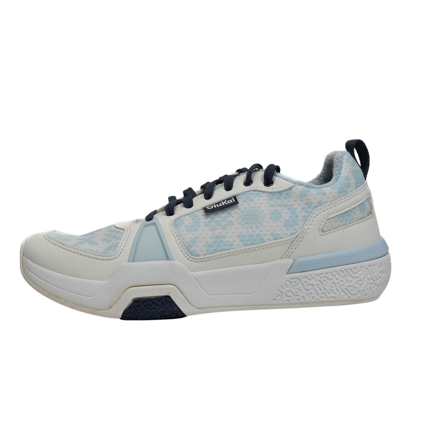 Olukai Anau Womens 9.5 Pickleball Shoes White Blue Floral Sneakers